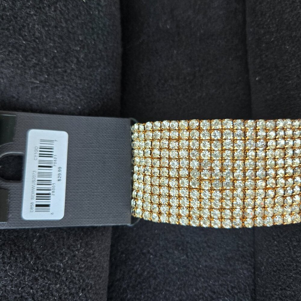Ava & Aiden Rhinestone Wide Cuff Bracelet in Gold Tone - Picture 3 of 3